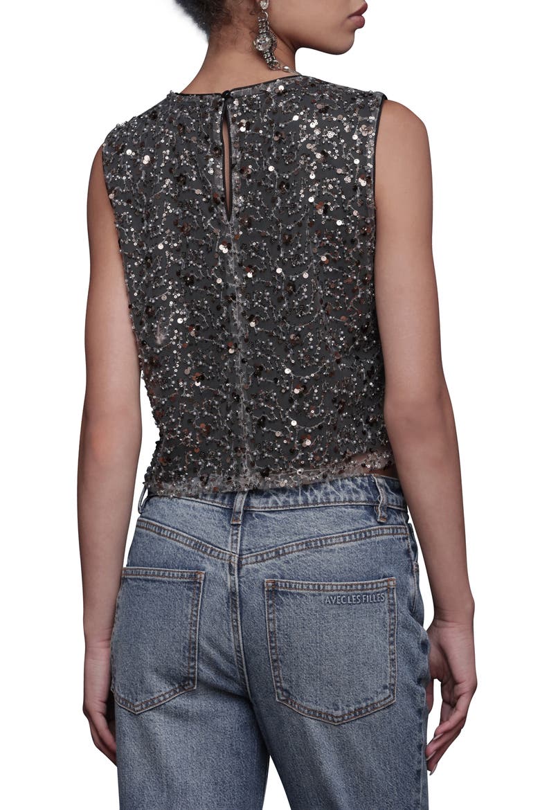 Sequin Mesh Tank, Alternate, color, BLACK - GREY MESH