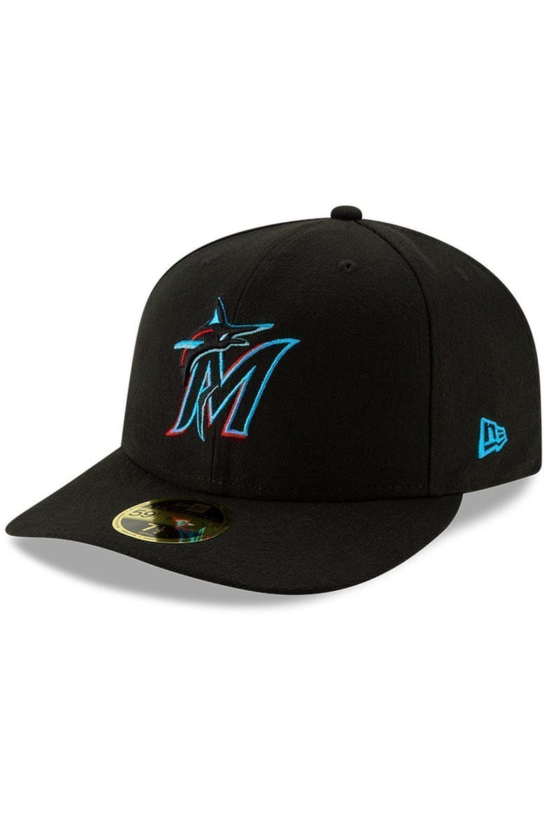 Men's New Era Black Miami Marlins Authentic Collection On-Field Low Profile 59FIFTY Fitted Hat, Main, color, BLACK