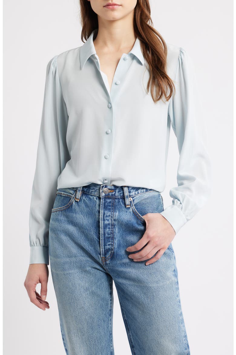 Staple Silk Button-Up Shirt, Main, color, SKY BLUE