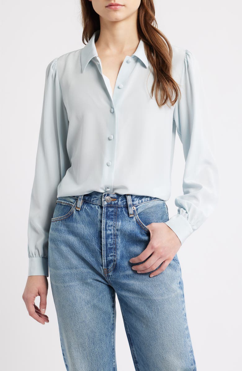 FRAME Staple Silk Button-Up Shirt, Main, color, Sky Blue
