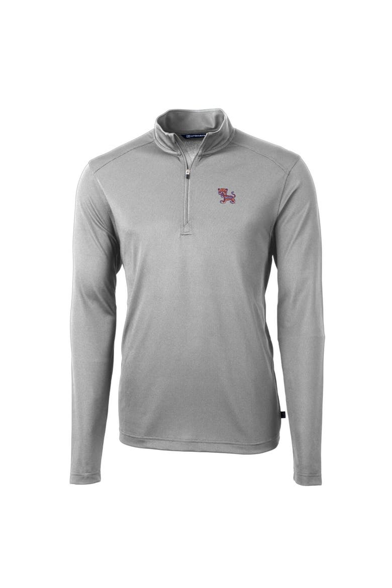 Men's Cutter & Buck Gray Clemson Tigers Virtue Eco Pique Recycled Quarter-Zip Pullover Top, Alternate, color, Gray