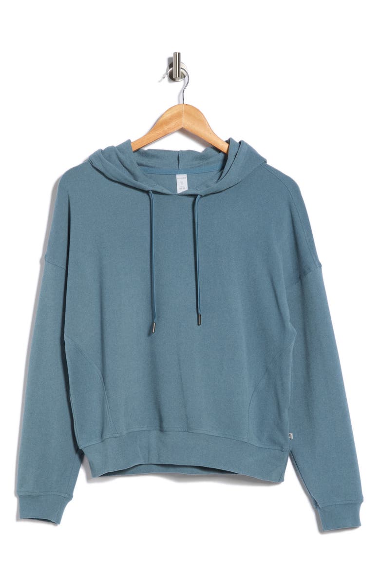 Bugatchi Seam Knit Hoodie, Alternate, color, Dusty Blue