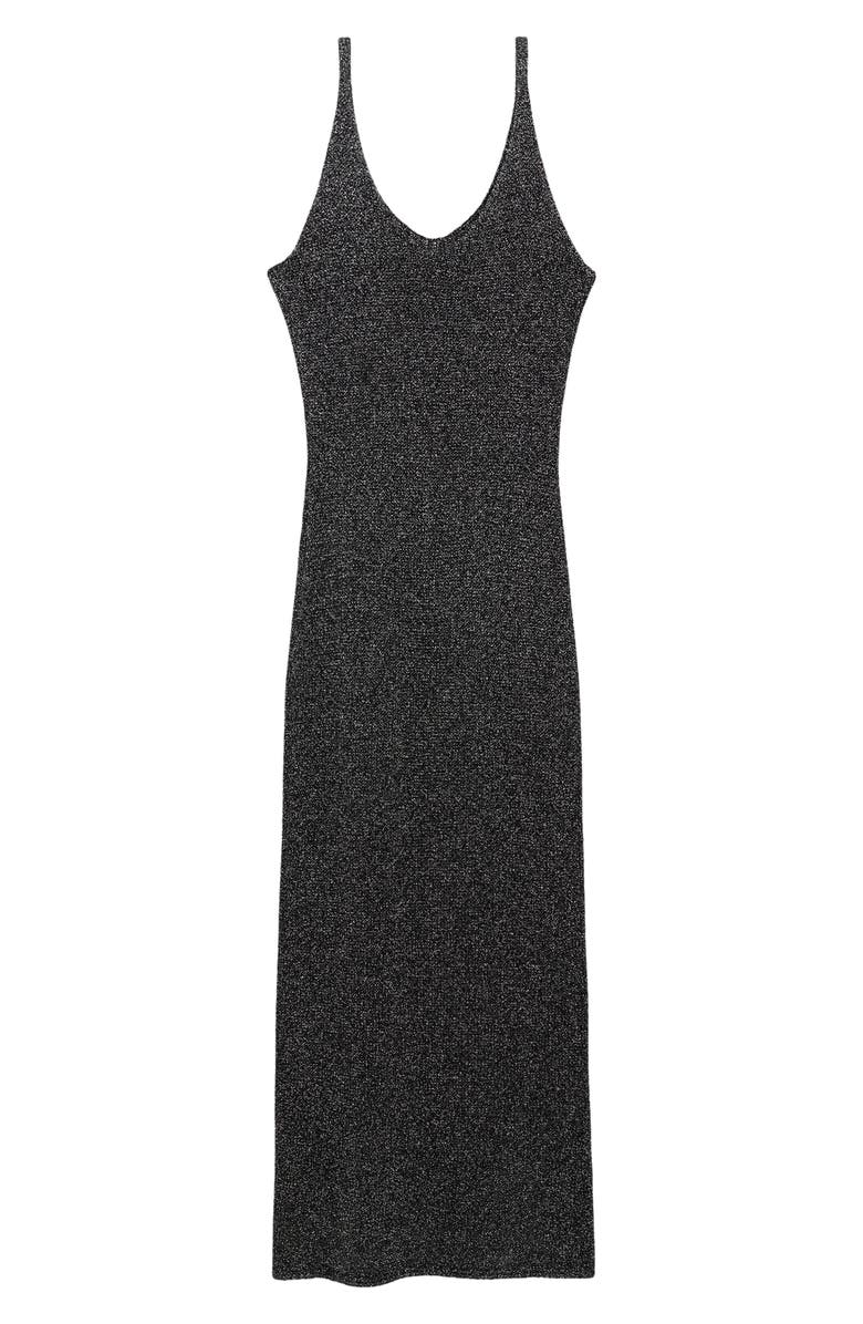 MANGO Metallic Knit Dress, Alternate, color, 