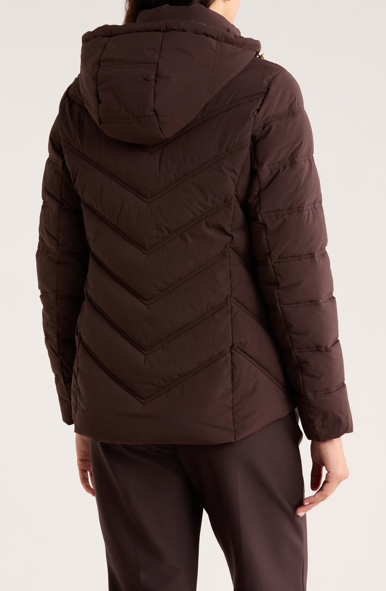Michael Kors Water Resistant Chevron Quilted Jacket, Alternate, color, Chocolate