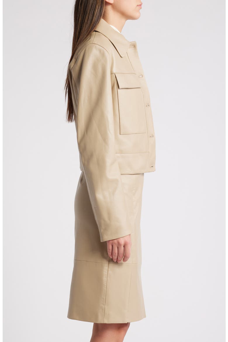 Sadenia Crop Leather Jacket, Alternate, color, LT BGE