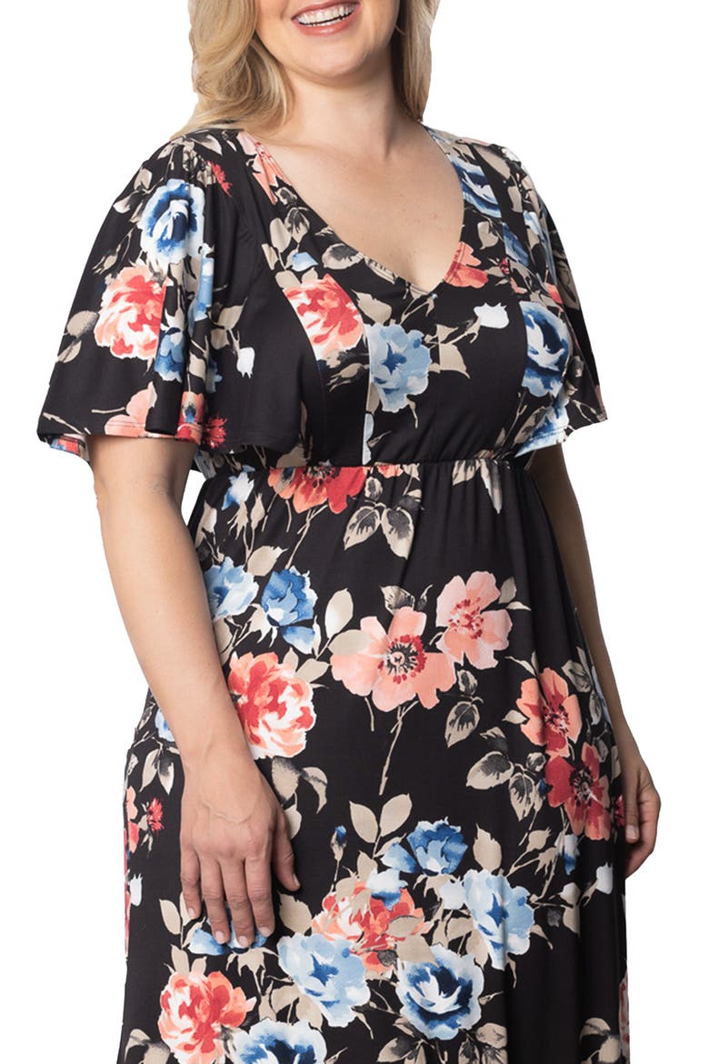Madrid Floral Flutter Sleeve Maxi Dress, Alternate, color, MIDNIGHT MEADOW