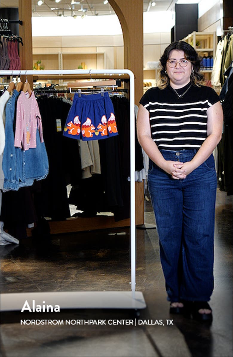 Kids' Squirrel Appliqué Cotton Twirly Skirt, sales video thumbnail