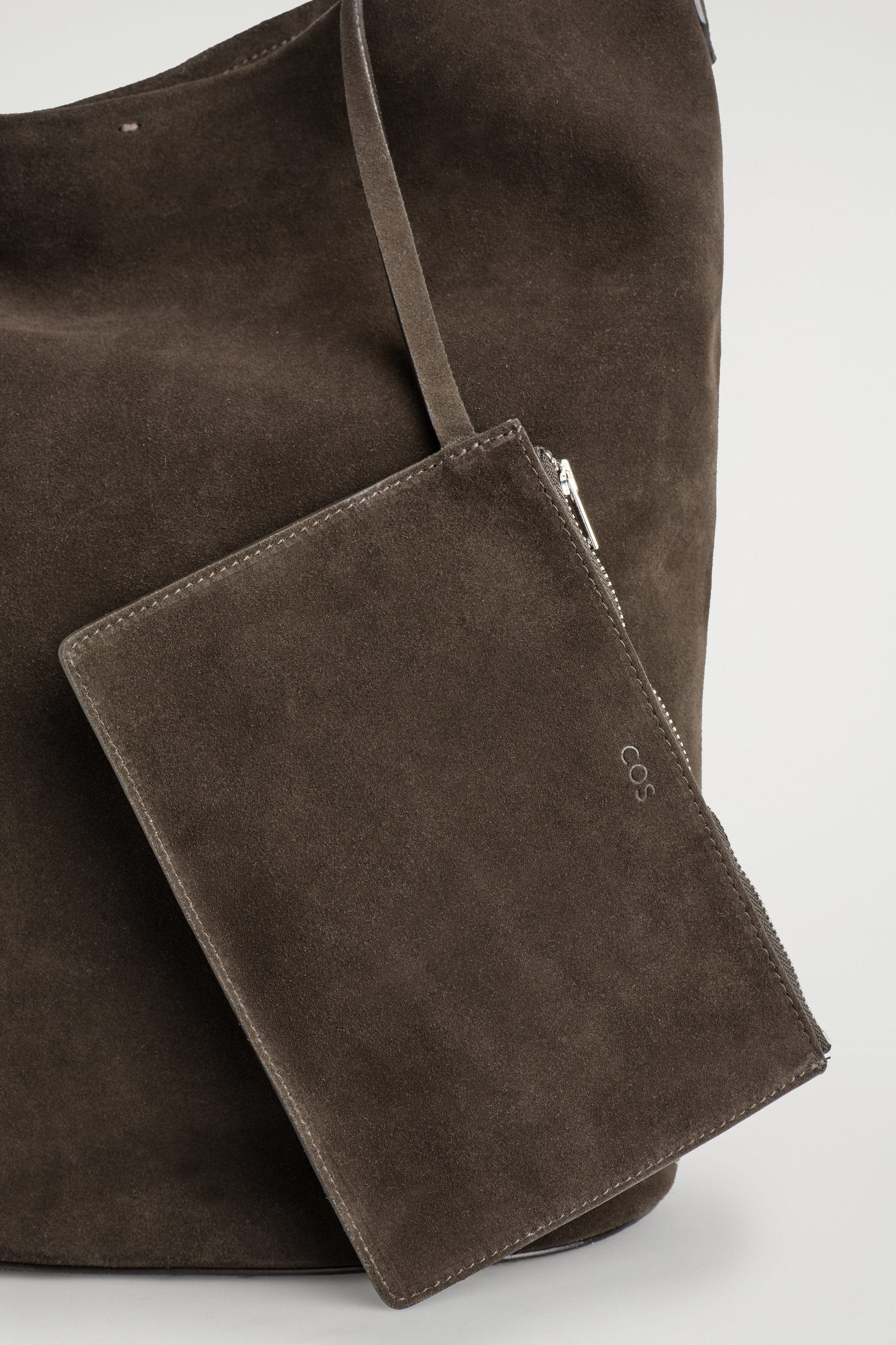 COS Paradigm Tote Bag - Suede, Alternate, color, Dark Brown