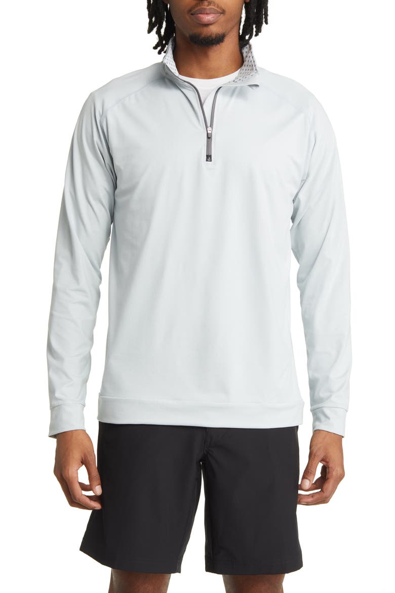 Graham Quarter Zip Golf Pullover, Main, color, FOG HEATHER-NAVY