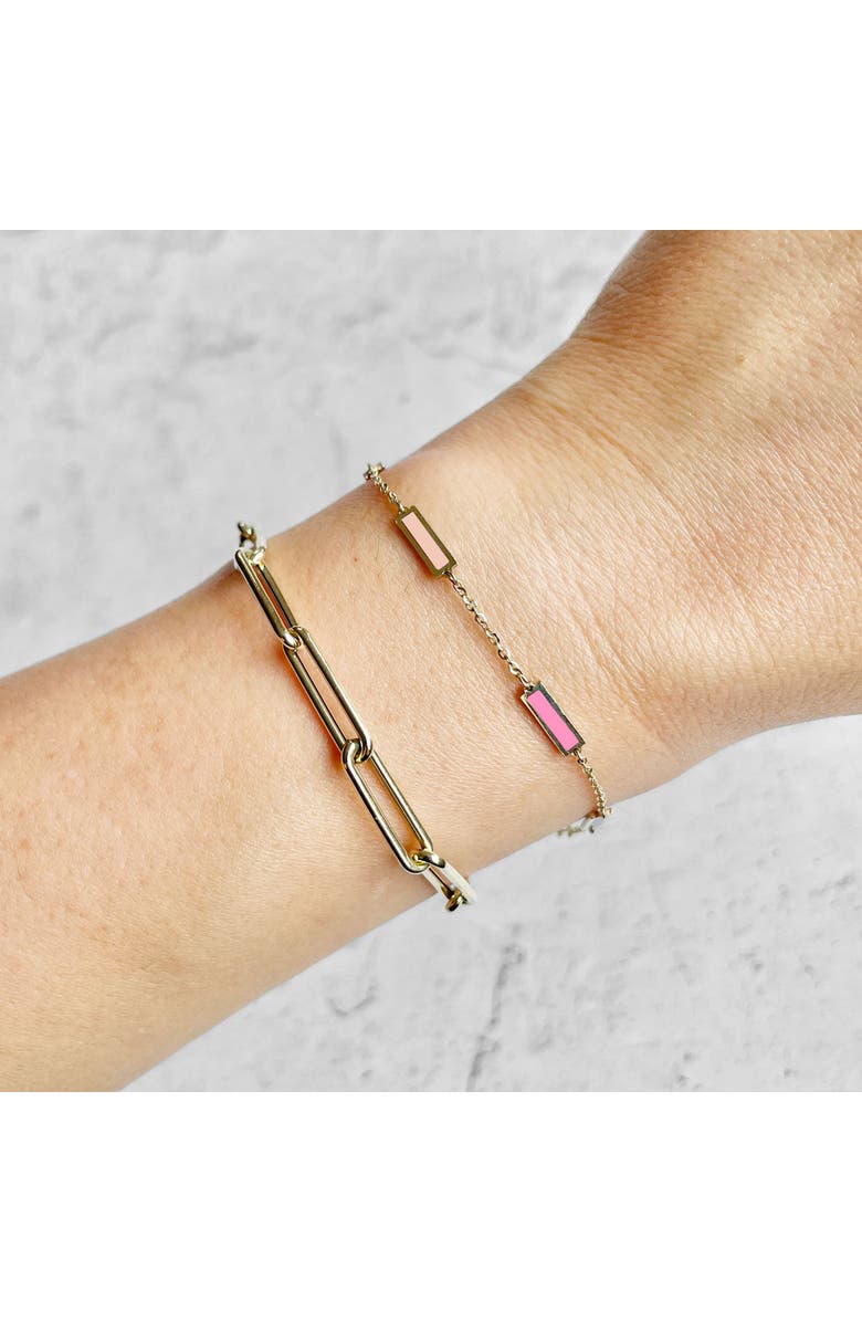 The Lovery Fine Jewelry Pink Mixed Bar Chain Bracelet, Alternate, color, 