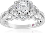 SUZY LEVIAN Sterling Silver Asscher-Cut White CZ Ring