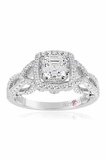 Sterling Silver Asscher-Cut White CZ Ring