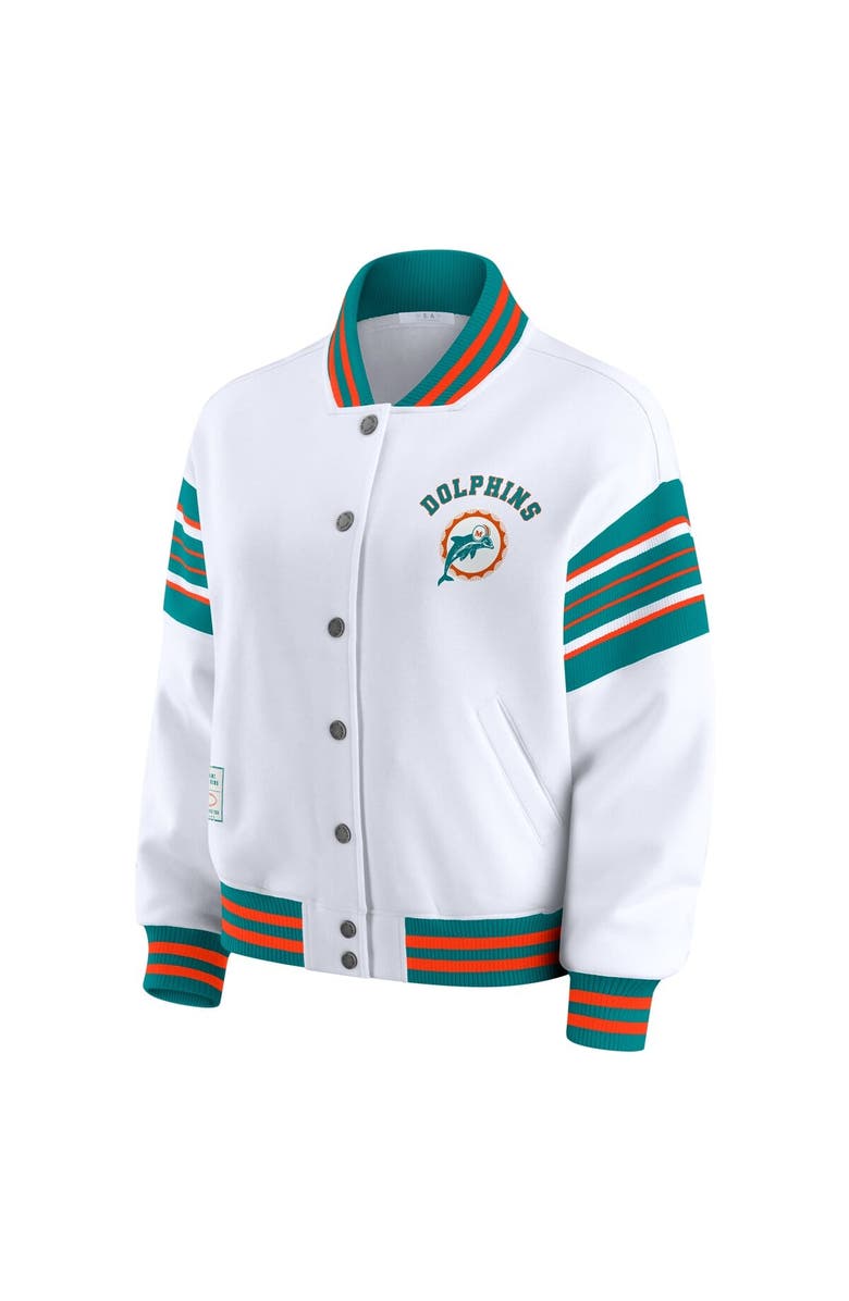 WEAR by Erin Andrews Women's WEAR by Erin Andrews White Miami Dolphins Full-Snap Fleece Sweatshirt Jacket, Alternate, color, 