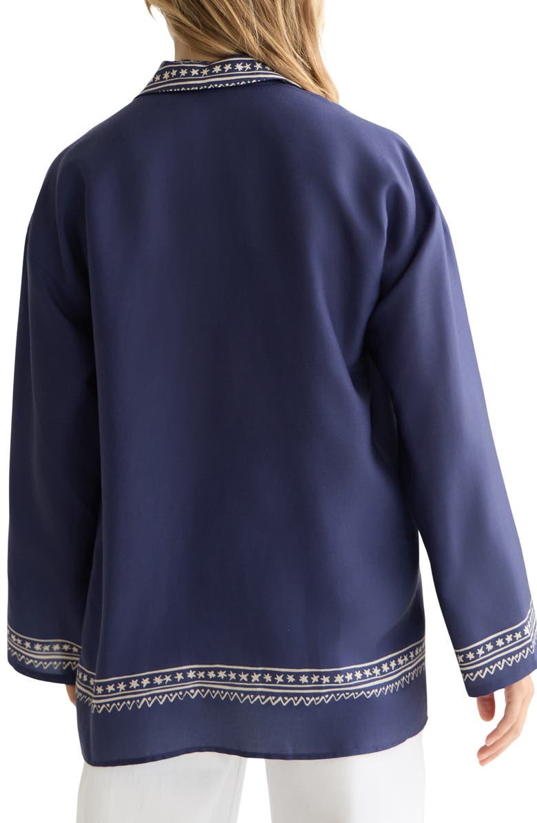 Scotch & Soda Relaxed Fit Mixed Print Button-Up Shirt, Alternate, color, Horse Bandana Dress Blues