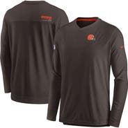Nike Men's Nike Brown Cleveland Browns Sideline Coach Chevron Lock Up Long Sleeve V-Neck Performance T-Shirt