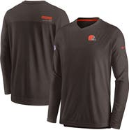 Nike Men's Nike Brown Cleveland Browns Sideline Coach Chevron Lock Up Long Sleeve V-Neck Performance T-Shirt