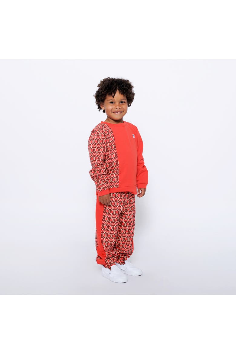 Boys Crewneck Sweatshirt and Jogger Pants Set, Main, color, Red Multicolor