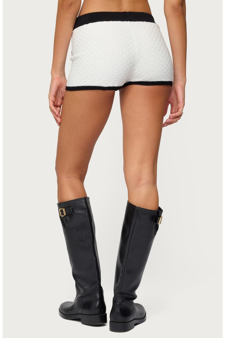 Mara Textured Contrast Trim Knit Shorts, Alternate, color, WHITE