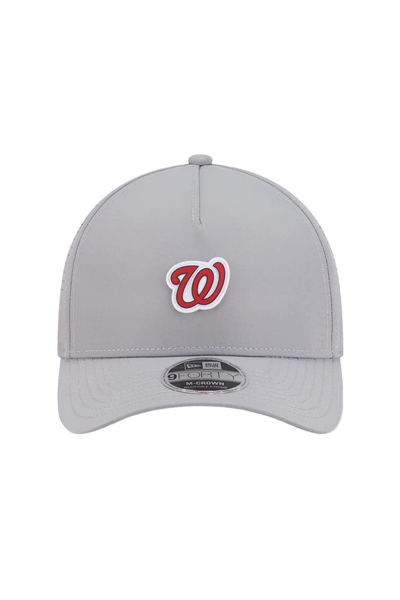 Men's New Era  Gray Washington Nationals Micro Logo 9FORTY M-Crown A-Frame Adjustable Hat, Alternate, color, Gray