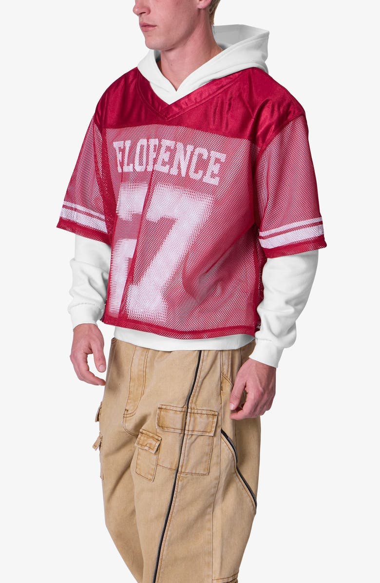 mnml Layered Jersey Hoodie, Alternate, color, Burgundy