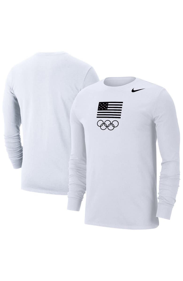 Nike Men's Nike White Team USA Performance Long Sleeve T-Shirt, Main, color, White