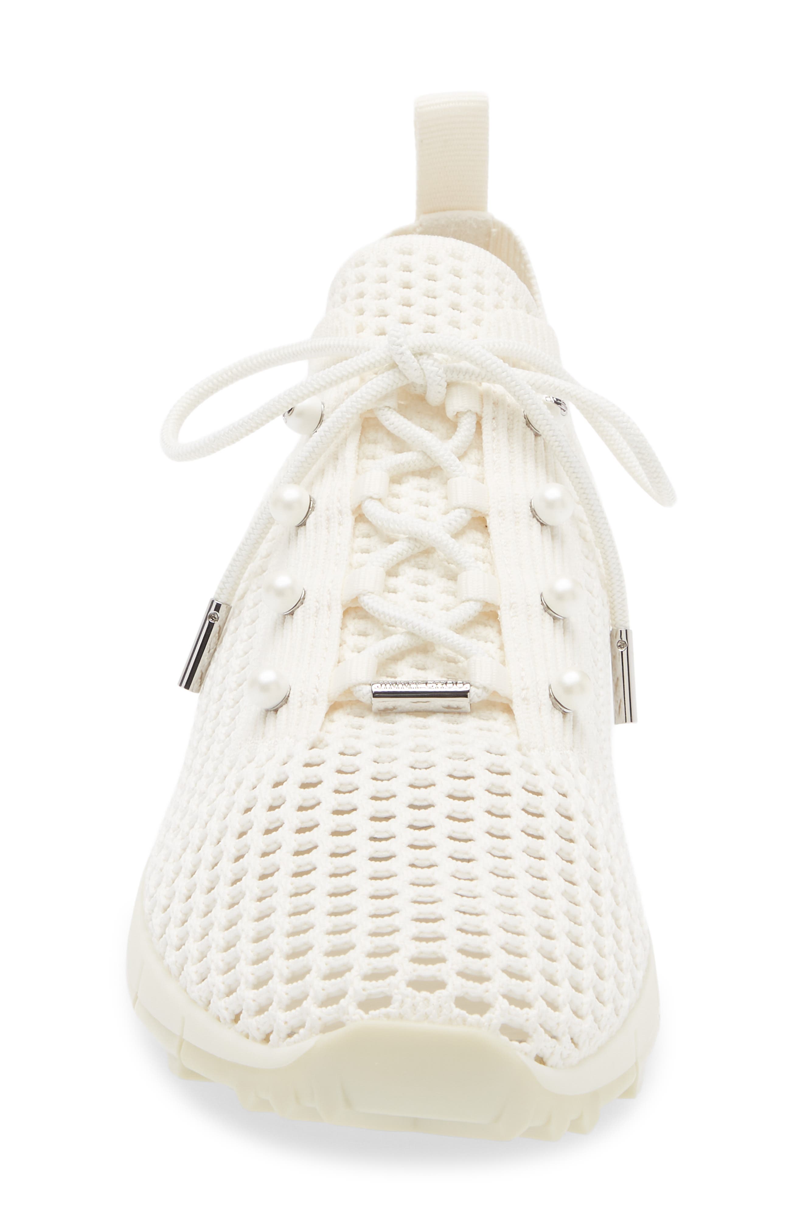 Veles Faux Pearl Knit Sneaker, Alternate, color, LATTE MIX