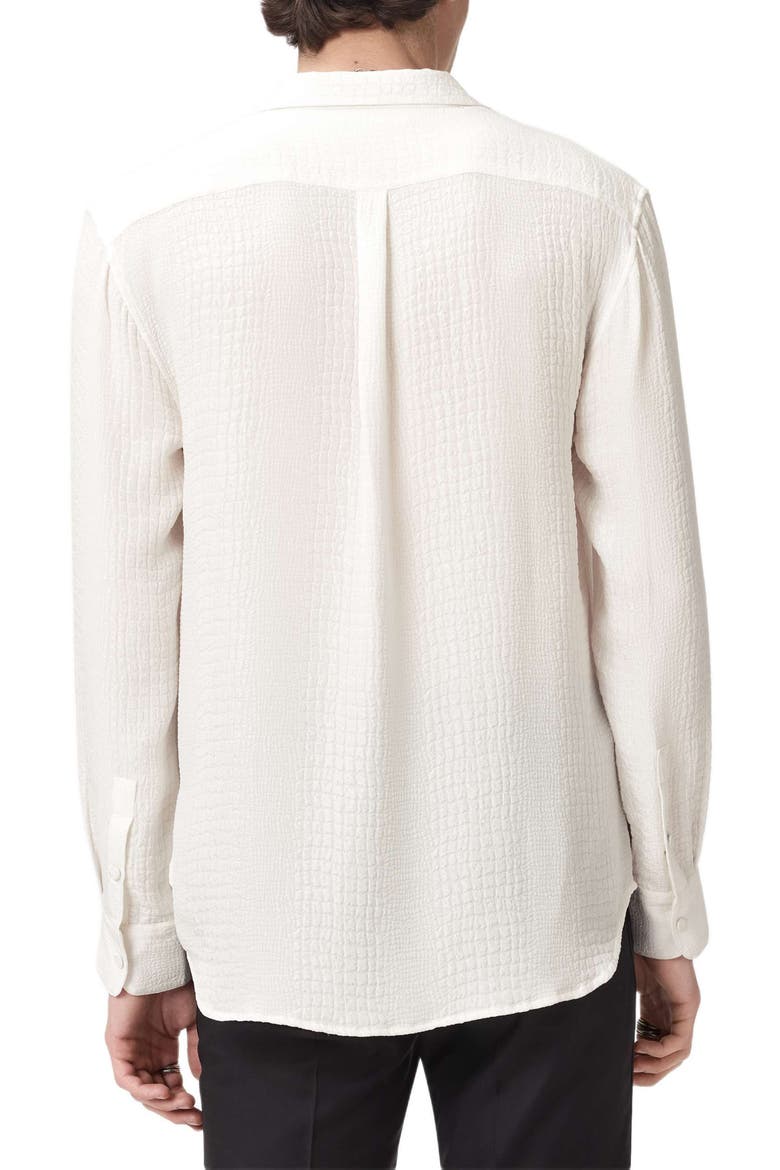Vito Silk Jacquard Button-Up Shirt, Alternate, color, WHITE