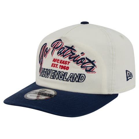 Men's New Era Cream New England Patriots Script 19TWENTY Adjustable Hat