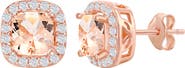 SIMONA Rose Gold Plated Sterling Silver Morganite & CZ Stud Earrings