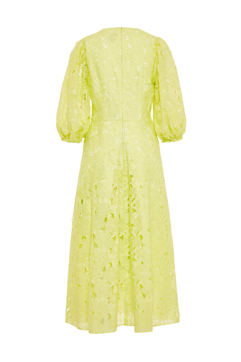 Lace Midi Dress With Balloon Sleeves, Alternate, color, Yellow