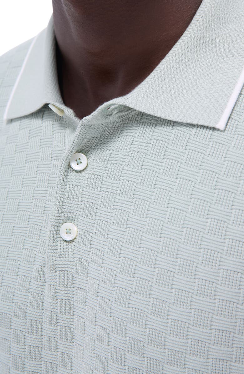 Bugatchi Tipped Contrast Collar Polo Sweater, Alternate, color, Mint