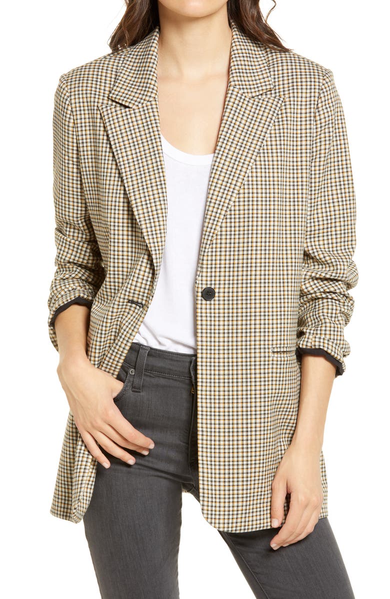 Treasure & Bond Plaid One-Button Blazer, Main, color, 
