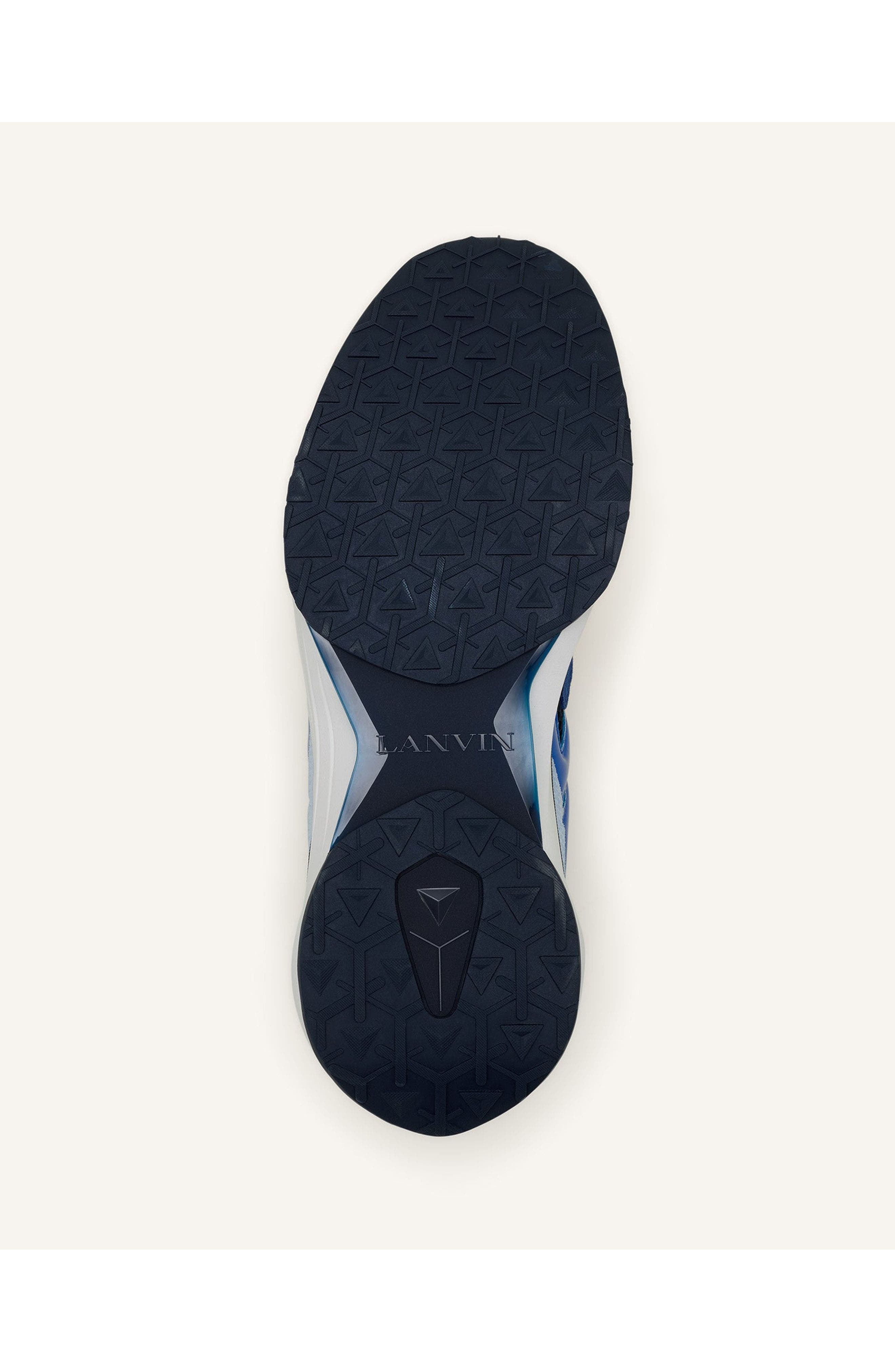 Lanvin Jla Sneakers In Mesh And Metallic Leather, Alternate, color, Dark Blue/Light Blue