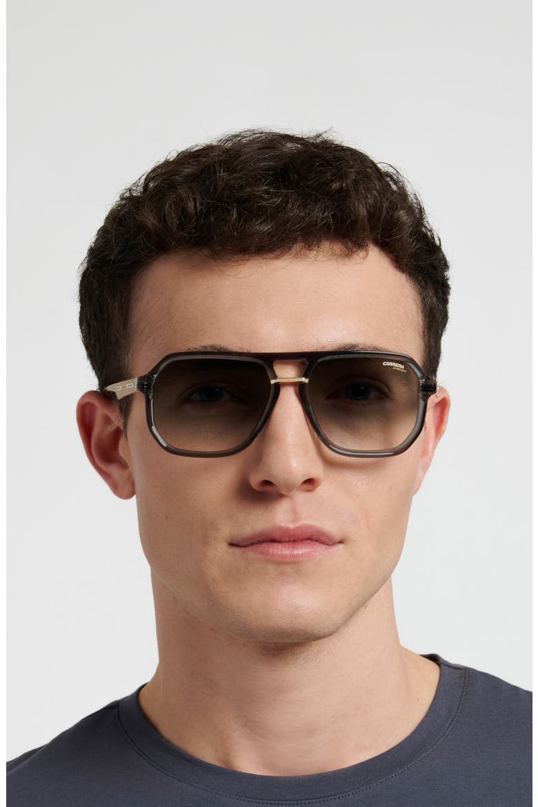 Victory 58mm Gradient Rectangular Sunglasses, Alternate, color, GREY/ GREY SF GD SP