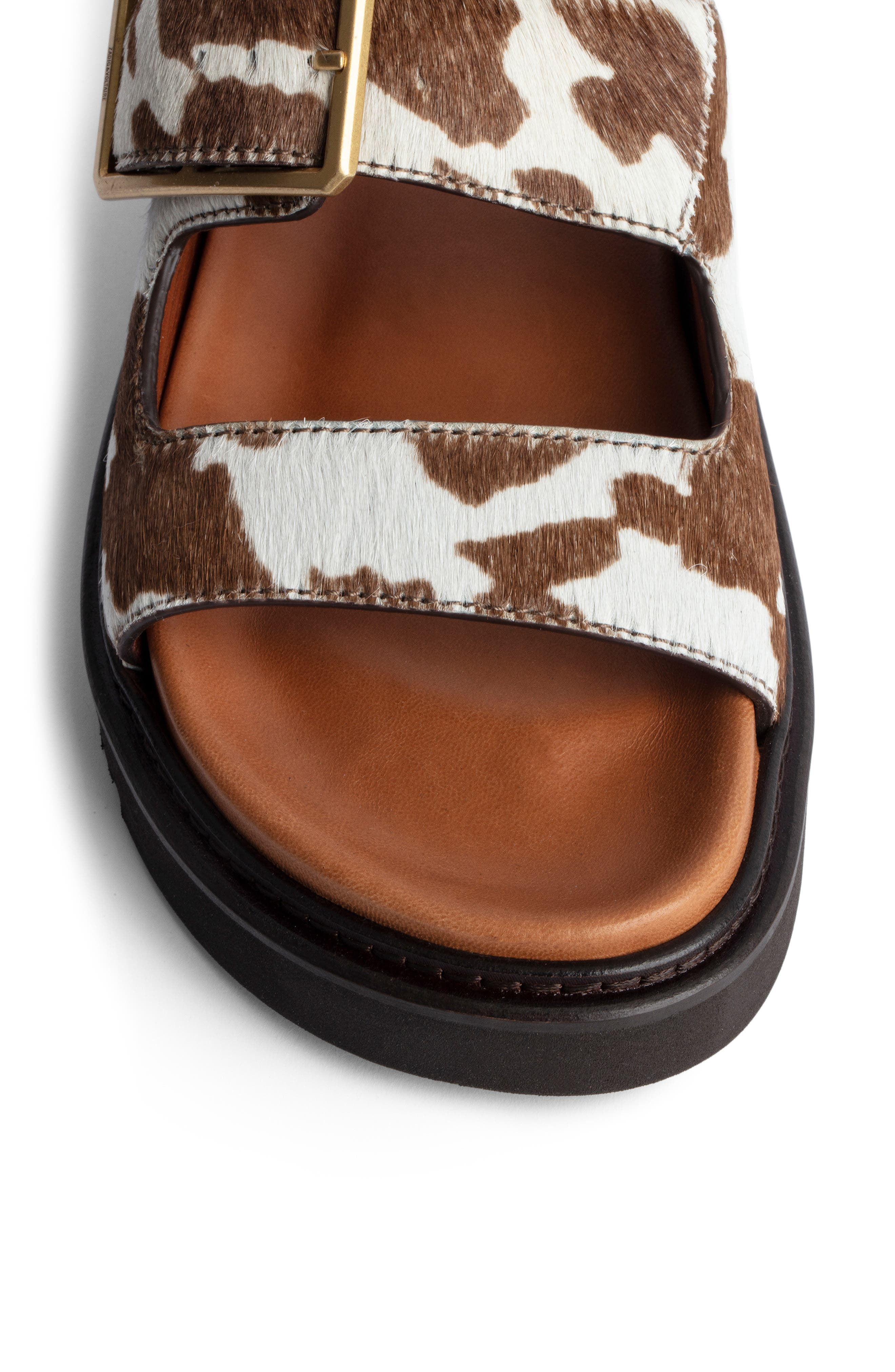 Zadig & Voltaire Alpha Cecilia Geneuine Calf Hair Slide Sandal, Alternate, color, 