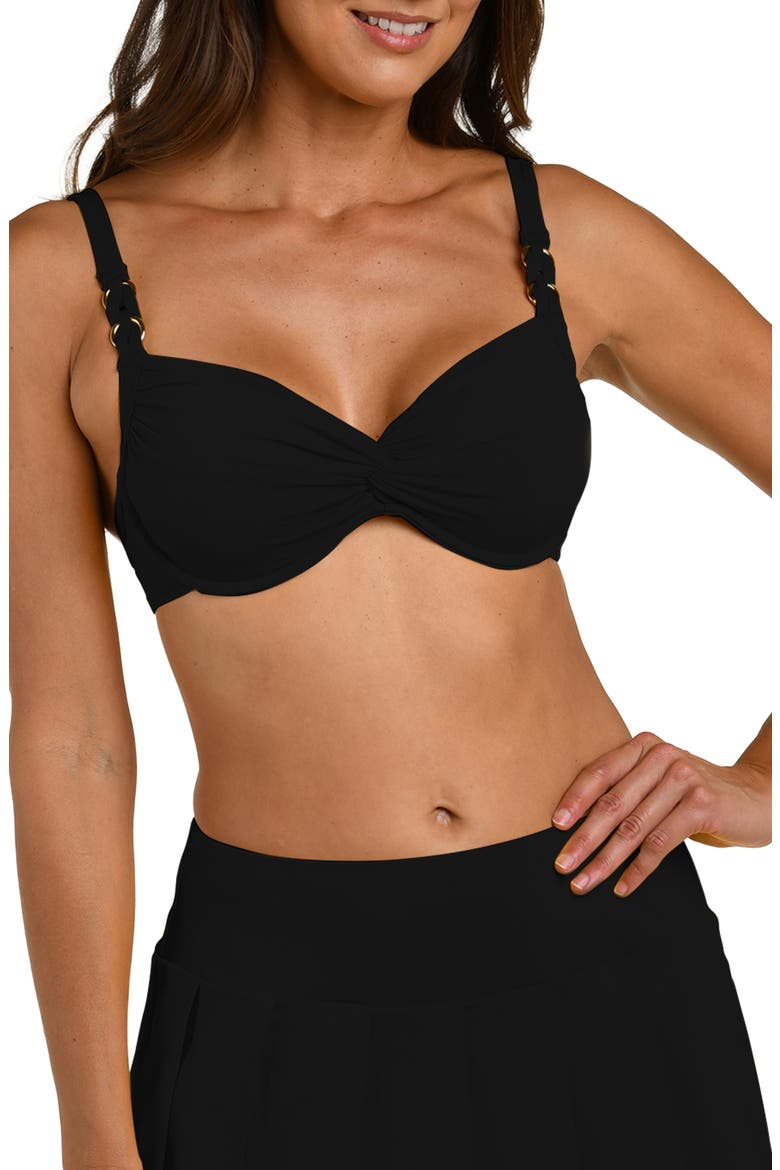 Island Twist Front Underwire Bikini Top, Main, color, BLACK
