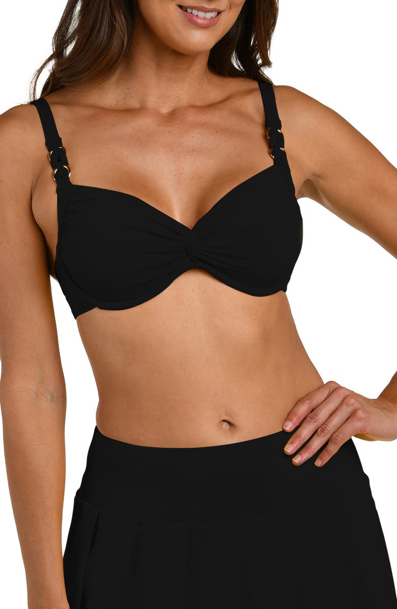 La Blanca Island Twist Front Underwire Bikini Top, Main, color, Black
