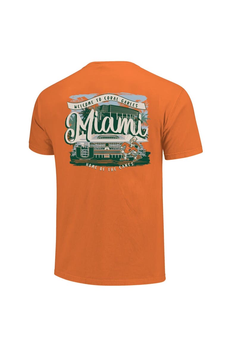 Women's Orange Miami Hurricanes Comfort Colors Campus Scene Drawing Script T-Shirt, Alternate, color, Orange