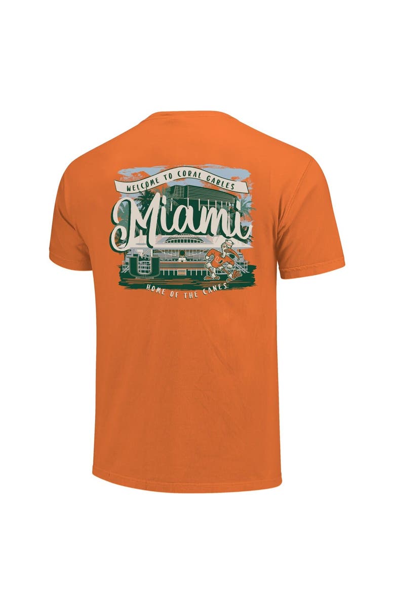 IMAGE ONE Women's Orange Miami Hurricanes Comfort Colors Campus Scene Drawing Script T-Shirt, Alternate, color, Orange