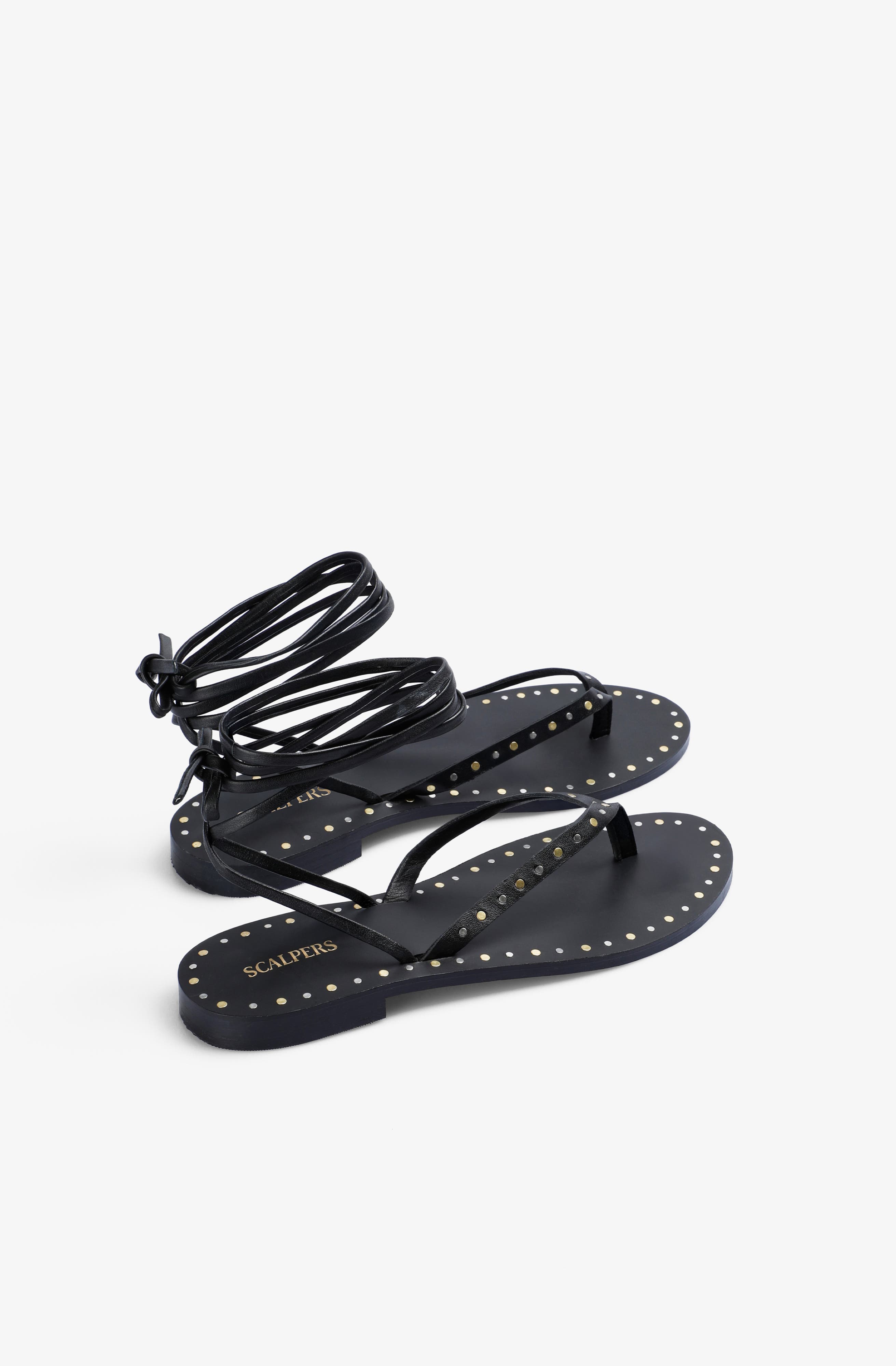 Scalpers Bari Studs Sandal, Alternate, color, Black