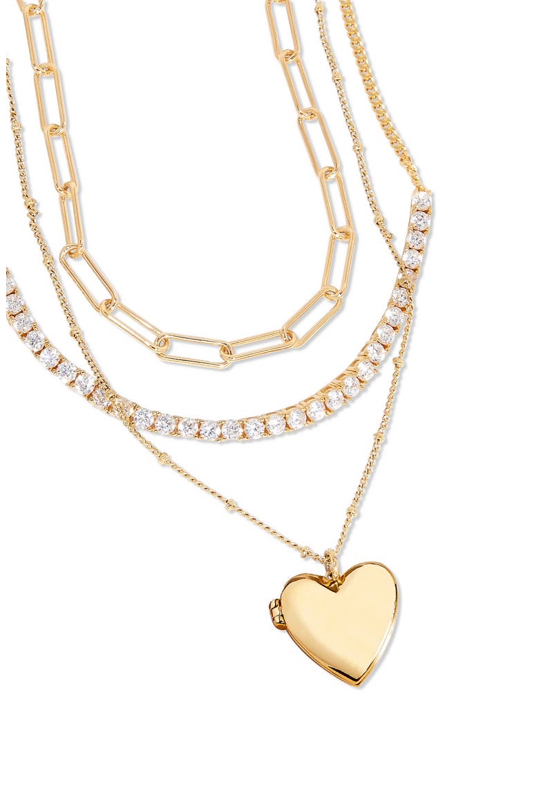 Isabella Set of 3 Tennis Layering Necklaces, Alternate, color, GOLD