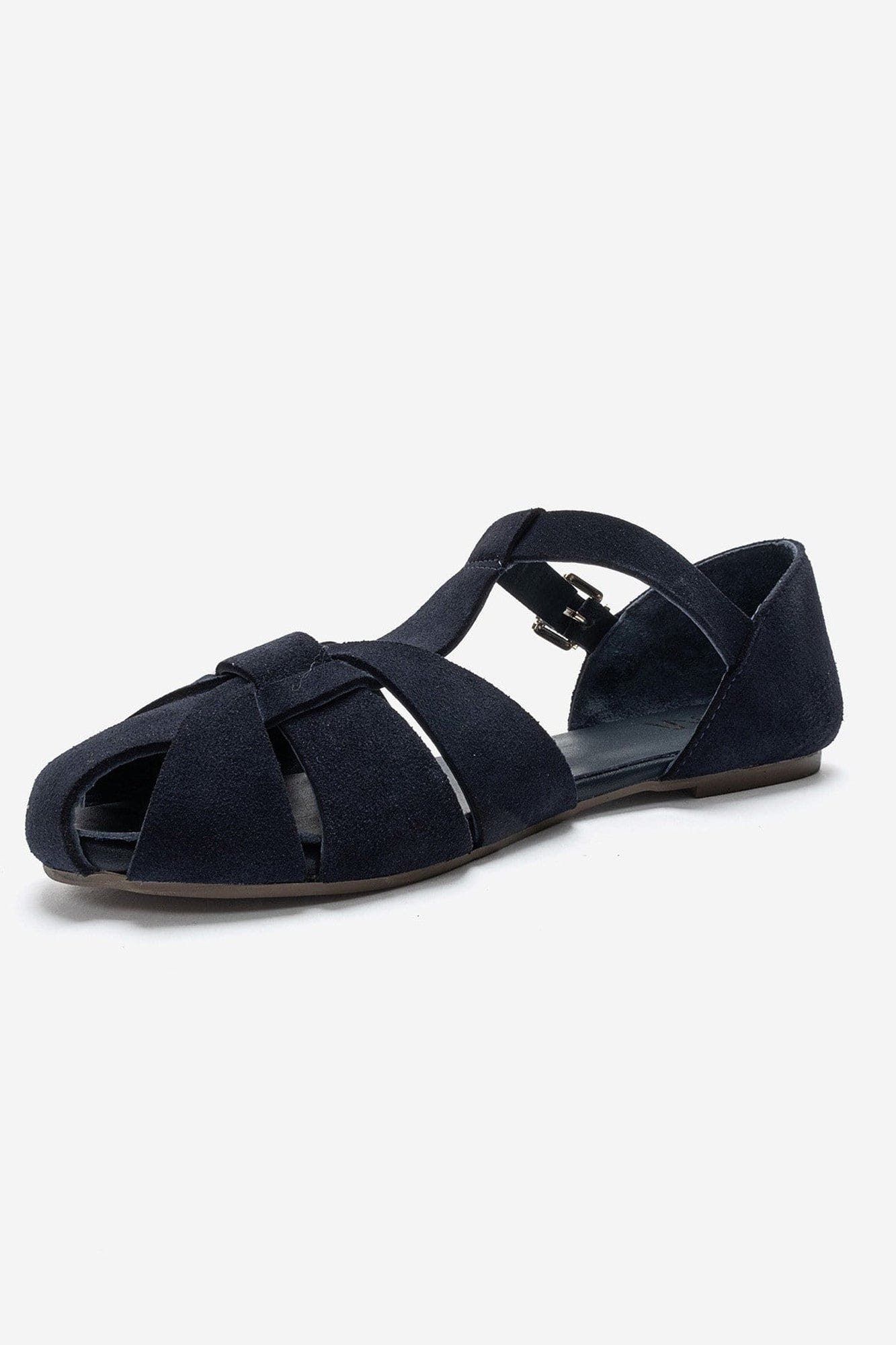 Falina Leather Sandal, Alternate, color, Navy Suede