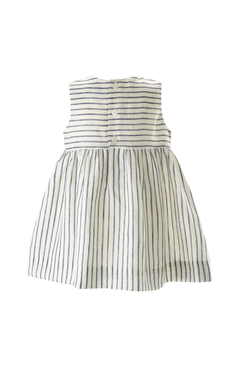 Rachel Riley Stripe Linen Bow Dress & Bloomers, Alternate, color, 