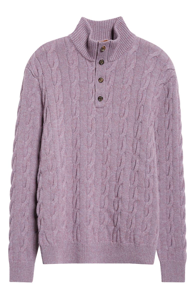 Ralph Lauren Purple Label Cashmere Cable Stitch Half Button Pullover, Alternate, color,