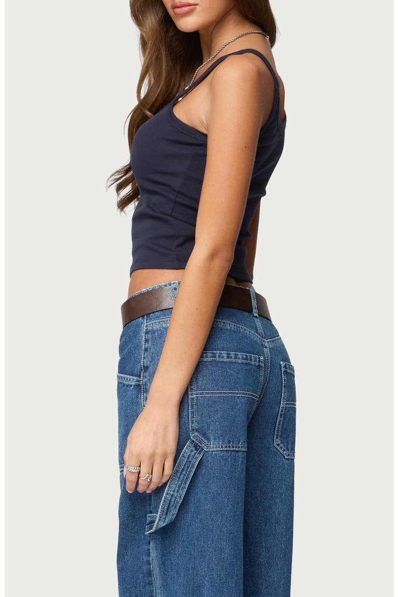 Basic Babe Crop Stretch Cotton Camisole, Alternate, color, NAVY