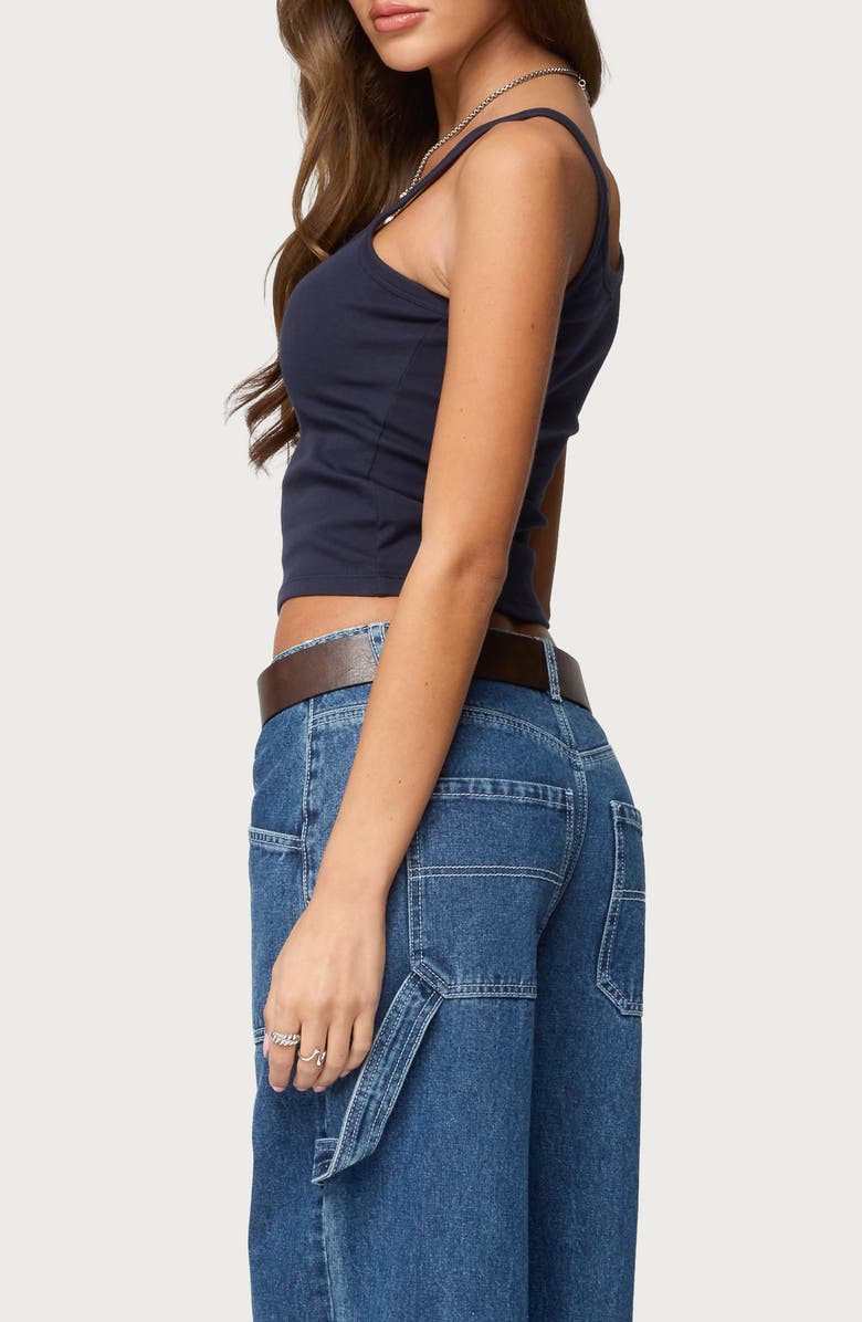 EDIKTED Basic Babe Crop Stretch Cotton Camisole, Alternate, color,