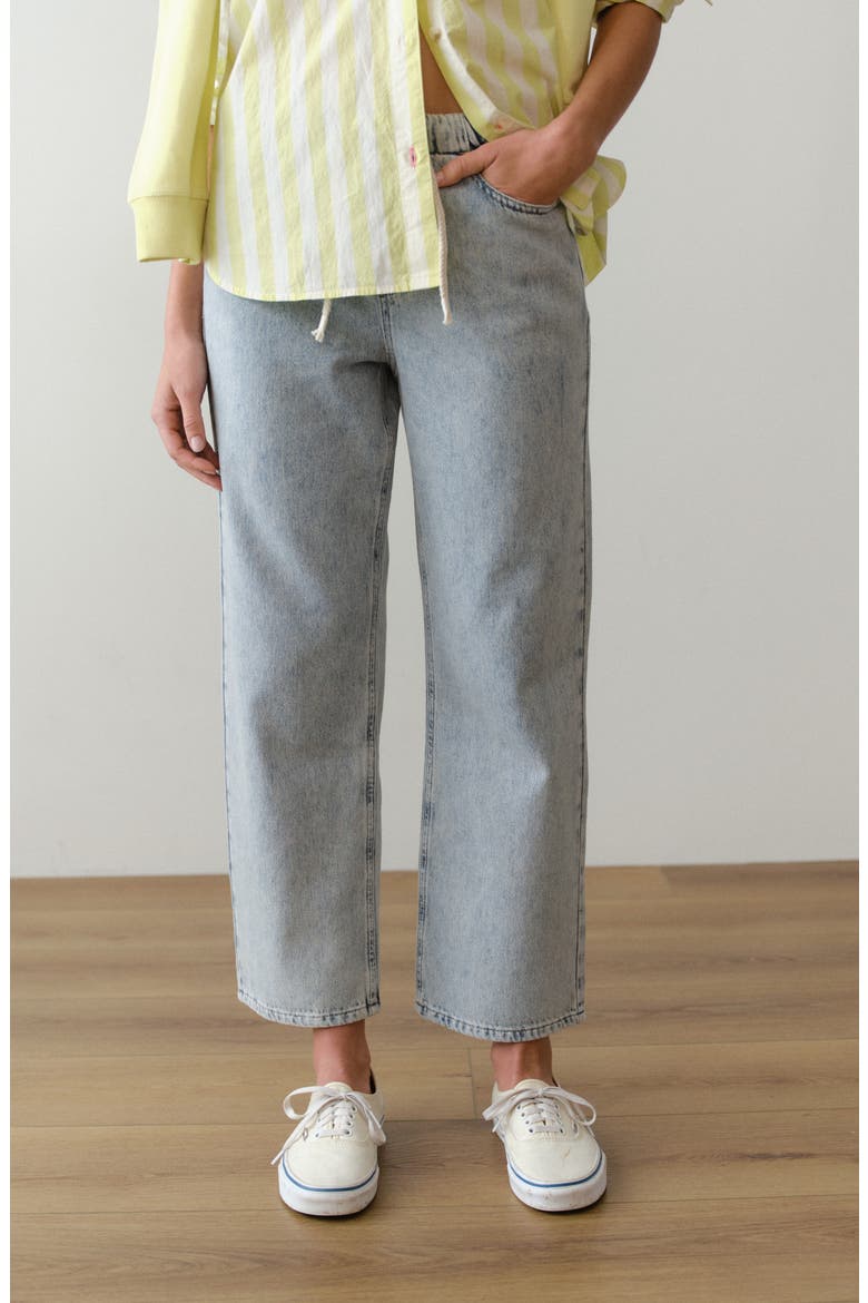 Ella Ankle Straight Leg Drawstring Pants, Alternate, color, LIGHT WASH