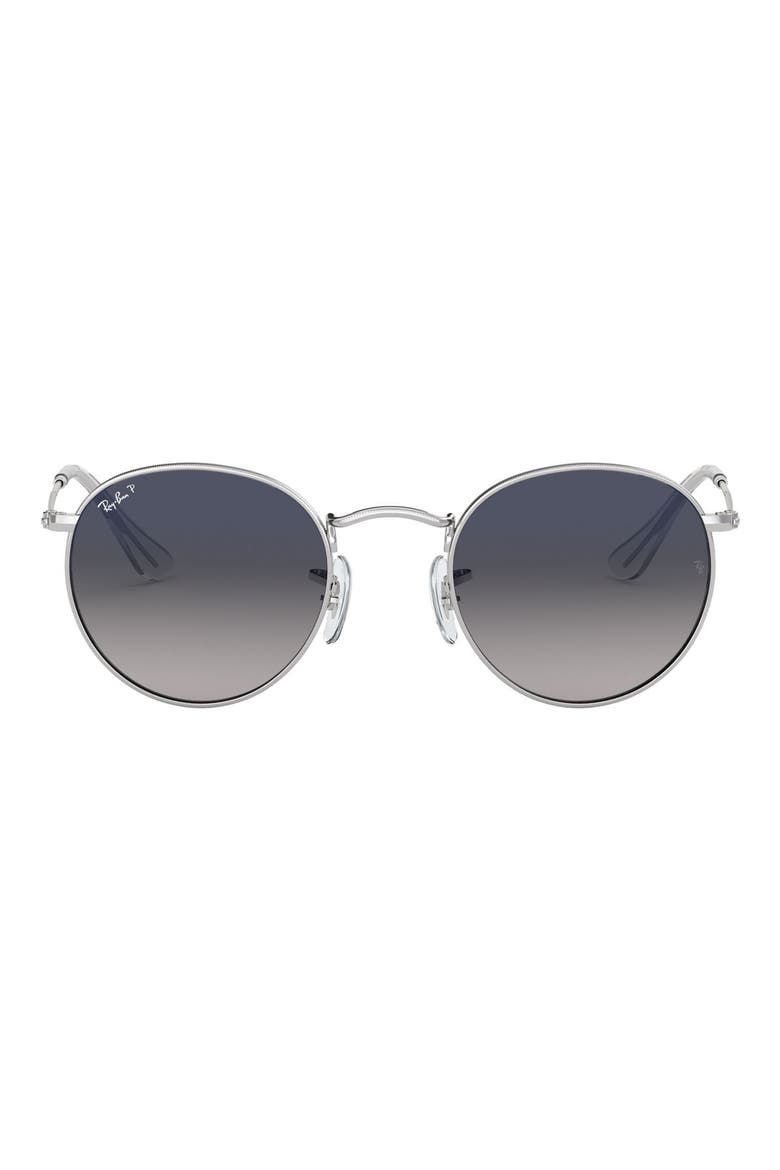 53mm Polarized Round Sunglasses, Main, color, SILVER GRADIENT