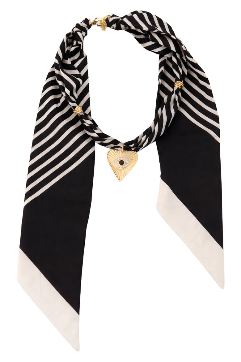 Heart Scarf Necklace, Main, color, BLACK