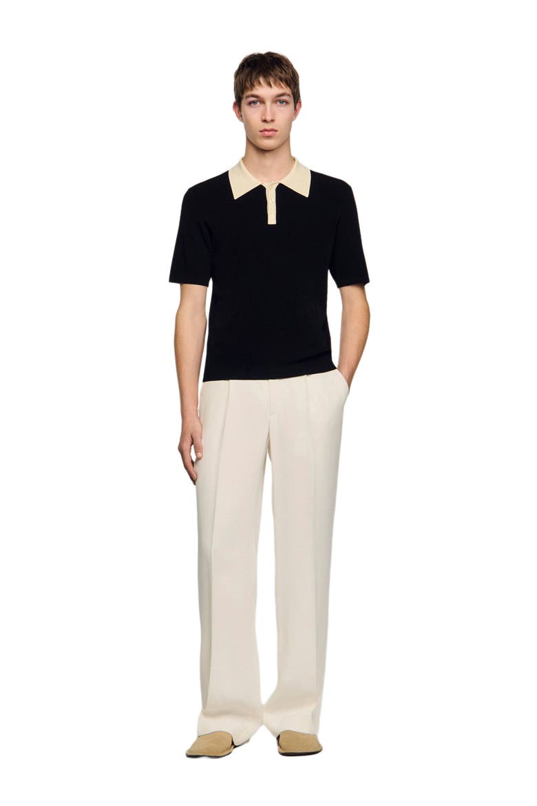 Two-tone polo shirt, Alternate, color, Black